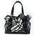 Burberry Medium Beat Check Nylon Lowry Satchel in Grau