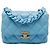 Borsa a tracolla Chanel Mini Quilted Lambskin Lacquered Chain Flap Blu