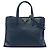 Borsa Tote Satchel Prada Saffiano Soft blu a tre tasche