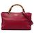 Bamboo Bolsa Shopper Satchel Gucci Medium em couro de bezerro vermelha com bambu Vermelho