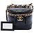 Piccola borsa vanity Chanel in pelle di vitello trapuntata nera con catena e borsa satchel Nero - vista 7