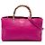 Bamboo Bolsa Shopper Satchel Gucci Medium em couro de bezerro rosa com bambu