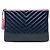 Pouch cosmetici Gabrielle Chanel Medium Chevron in vitello invecchiato blu