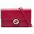 Borsa a tracolla con catena Gucci Interlocking G in pelle di vitello Dollar rossa Rosso
