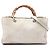Bamboo Borsa Gucci Medium Shopper Satchel in pelle di vitello bianca con bambù Bianco