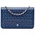 Borsa a tracolla Chanel CC in lambskin blu con borchie Wallet On Chain