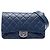 Chanel Large Quilted Satchel aus blauem Ziegenleder mit Taillenkette und doppeltem Tragegriff