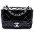 Borsa a tracolla Chanel Mini Square Classic in vernice nera con patta singola Nero