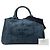 Borsa Tote Satchel Prada Denim Canapa Logo blu - vista 7