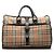 Borsa da viaggio Burberry Haymarket Check Canvas Nera Nero