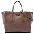 Double Bolso Prada Glace Calf de doble asa y doble bolsillo, Marrón Castaño
