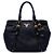 Prada Soft Calf Trimmed Tessuto Satchel in Schwarz