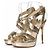 Jimmy Choo, Sandalo platform in pelle metallizzata oro D'oro