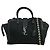 Autre Marque Saint Laurent Monogram Cabas Downtown Raffia and Leather Baby Negro