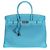 Hermès Turquoise Togo Swift Ghillies Birkin 35 PHW Blu