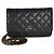 Chanel Black Quilted Caviar Classic Wallet On Chain Negro