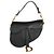 Mini bolso Saddle Christian Dior de piel de becerro granulada negra