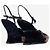 Prada AW04 Skulpturale Tie-Dye Samt Sandalen Platform Wedge Heels Schwarz - Ansicht 2