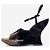 Prada AW04 Skulpturale Tie-Dye Samt Sandalen Platform Wedge Heels Schwarz - Ansicht 3
