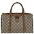 Gucci Vintage Boston Bag aus Monogram Canvas und Leder Web Braun