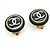Chanel Coco Mark Circle Clip-On Ohrringe Schwarz Weiß Golden - Ansicht 2