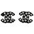 Chanel Coco Mark Stecker-Ohrringe Schwarz Silber