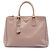 Prada Borsa Tote Galleria Double Zip Media in Saffiano Marrone Carne