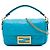 Borsa Satchel Baguette Fendi in pelle goffrata Mini Zucca blu