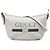 Bolsa tiracolo meia lua Gucci em couro de bezerro granulado branco com logo