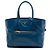 Tote Saco Shopping Prada em couro de bezerro macio azul com bolso frontal