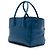 Tote Saco Shopping Prada em couro de bezerro macio azul com bolso frontal - vista 2