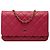 Wallet On Chain Chanel Portefeuille avec chaîne en agneau matelassé rouge CC