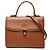 Borsa Satchel Burberry in pelle di vitello marrone