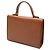 Borsa Satchel Burberry in pelle di vitello marrone - vista 2