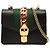 Borsa Gucci Black Mini Calfskin Web Sylvie Chain Satchel Nero