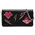 Saffiano Prada Rose Heart Wallet Chain Schultertasche Schwarz