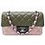 CHANEL MINI CLASSIQUE TIMELESS HANDTASCHE ROSA GRÜN LEDER EINFACH RABAT BAG