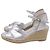 Stuart Weitzman Mirela II Espadrille Wedge em couro prateado Prata Metálico - vista 4