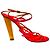 Sandali con tacco e cinturini Jimmy Choo in pelle arancione neon e rosa