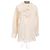 Top de manga comprida com decote em V e faixa Chloé em algodão creme Branco Cru