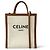 Céline Celine Vertical Cabas Canvas with Leather Small Branco