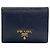 Prada Logo Bi-fold Wallet in Navy Saffiano Leather Navy blue