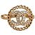 Anillo Chanel CC Cadena y Cristales Dorado