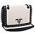 Borsa a tracolla con catena PRADA in pelle Bianco Nero Auth mr2939A