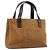 Céline Bolsa de mão CELINE C Macadam Canvas Suede Brown Gold Auth ep15941 Marrom Dourado