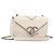 Borsa Small Flap CHANEL Macro Chevron in pelle Caviar Bianca Argento CC Auth ka6412V Bianco
