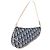 Pouch Saddle Christian Dior Trotter Canvas PVC Blue Silver Auth ka6323V Argento