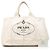 Borsa Tote Satchel Prada Large Canvas Canapa Logo Bianca Bianco - vista 7