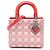 Autre Marque Borsa Lady Dior Medium in pelle d'agnello arancione con cuciture Cannage