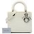 Autre Marque Borsa Lady Dior Medium in pelle verniciata Microcannage bianca Bianco - vista 6